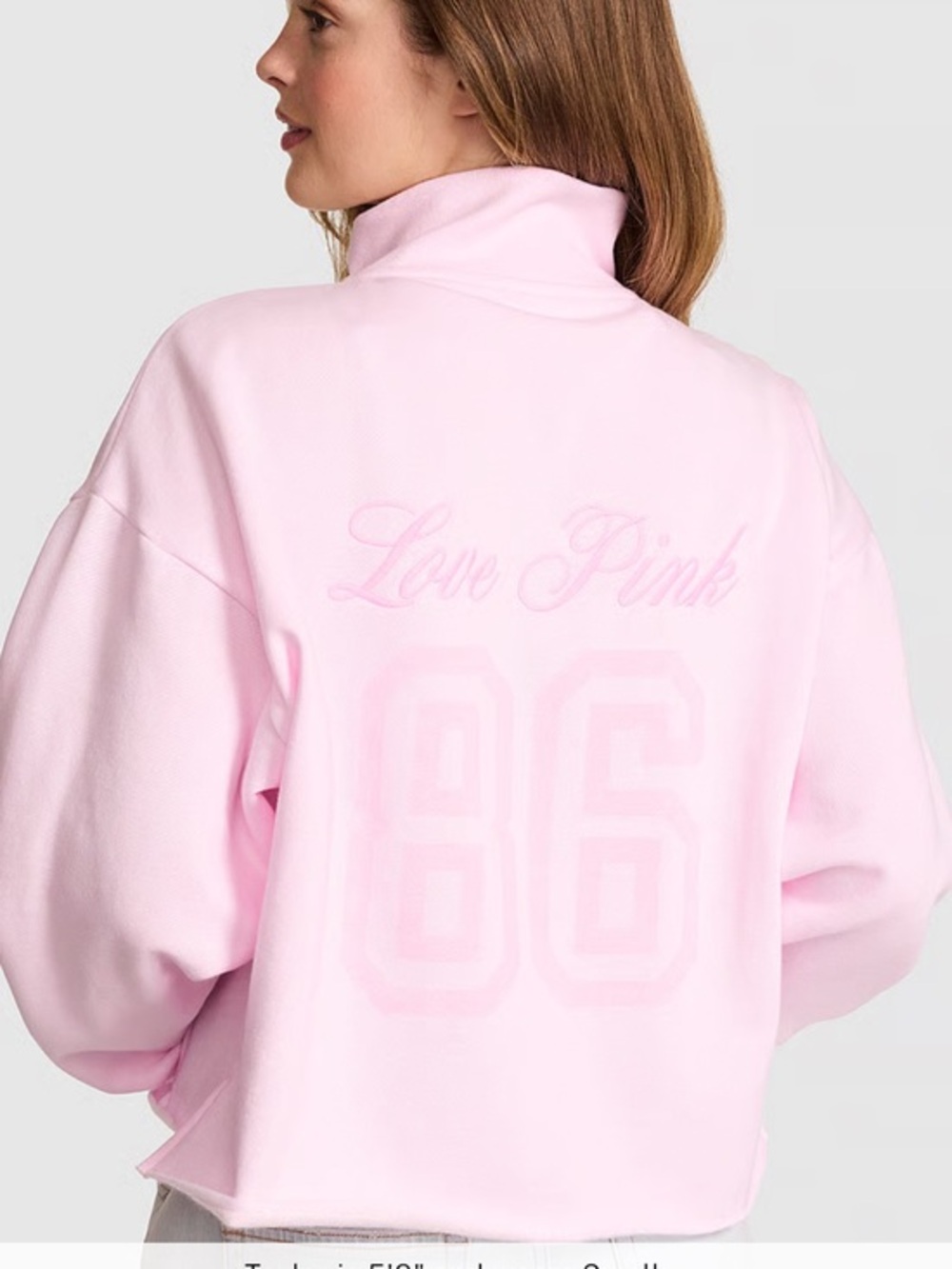 PINK CAMPUS FLEECE QUARTER-ZIP STRAIGHT-CUT SWEATSHIRT XS